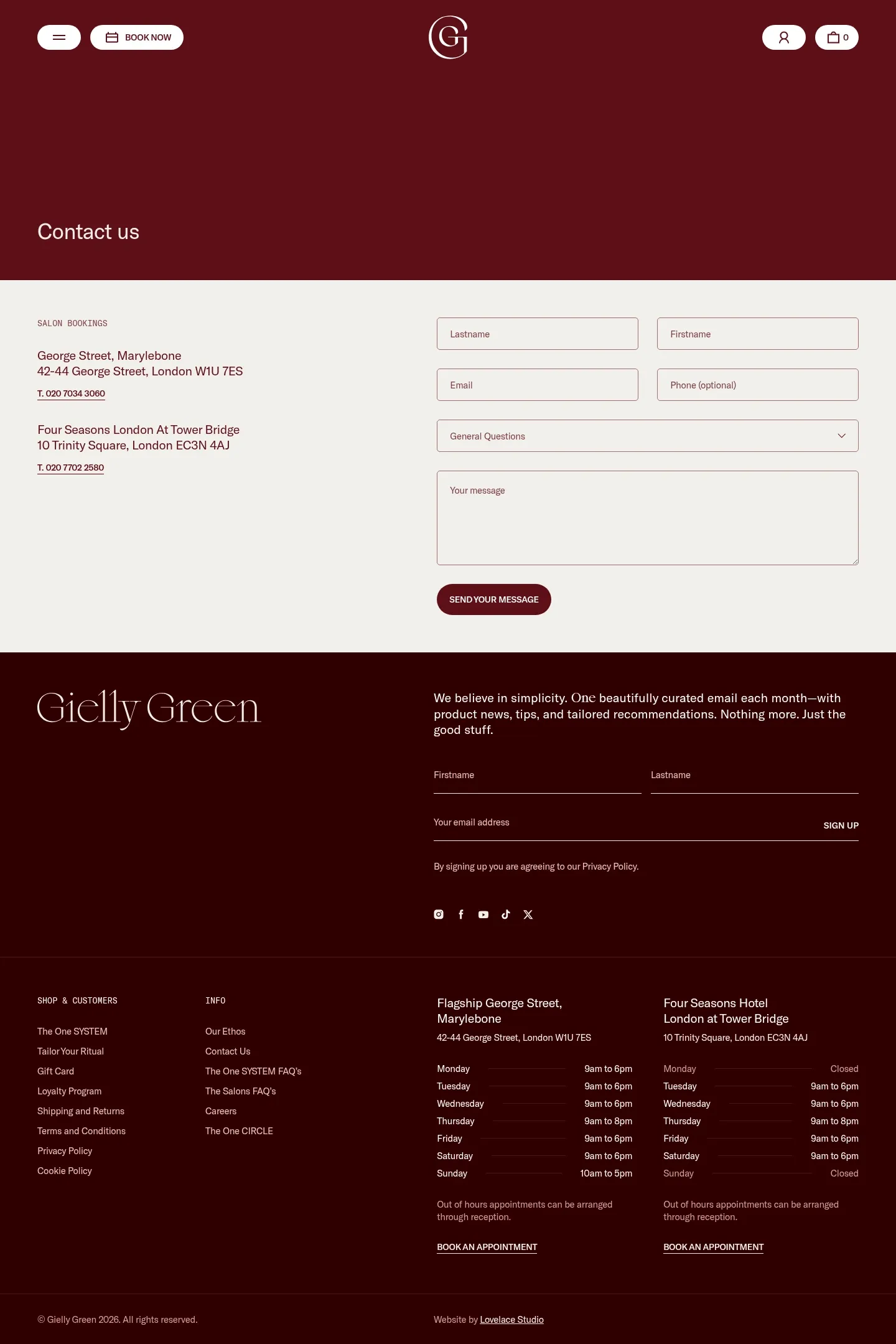 Screenshot of Gielly Green at desktop width