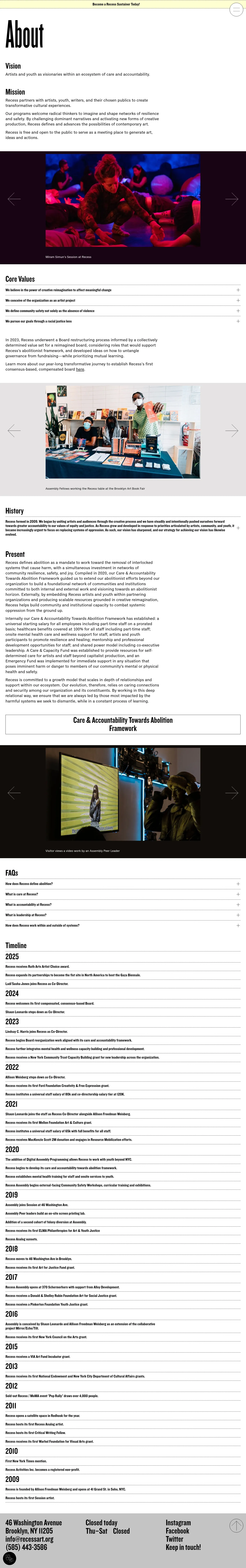 Screenshot of Recess at desktop width