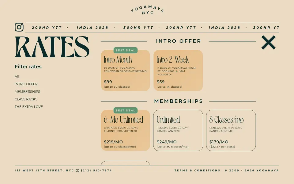 Yogamaya — Pricing