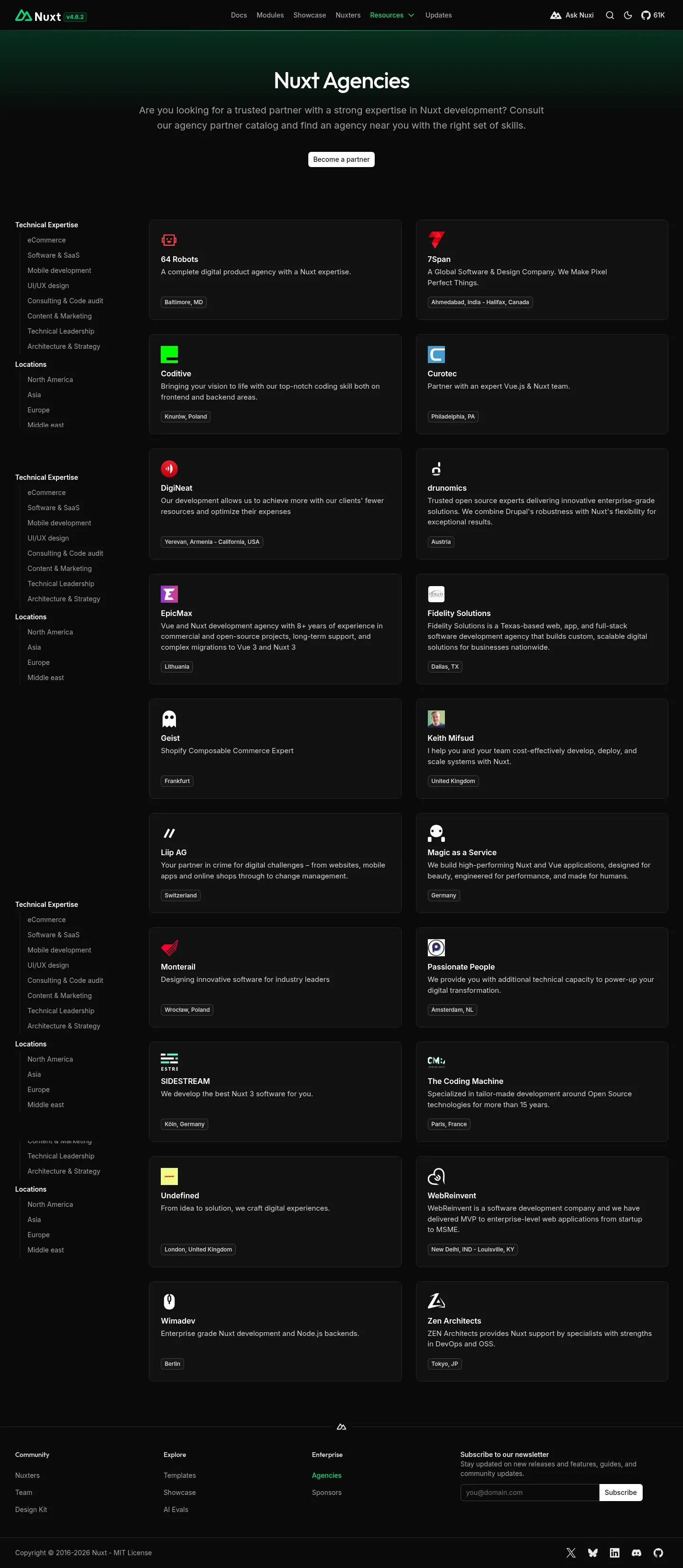 Screenshot of Nuxt at desktop width