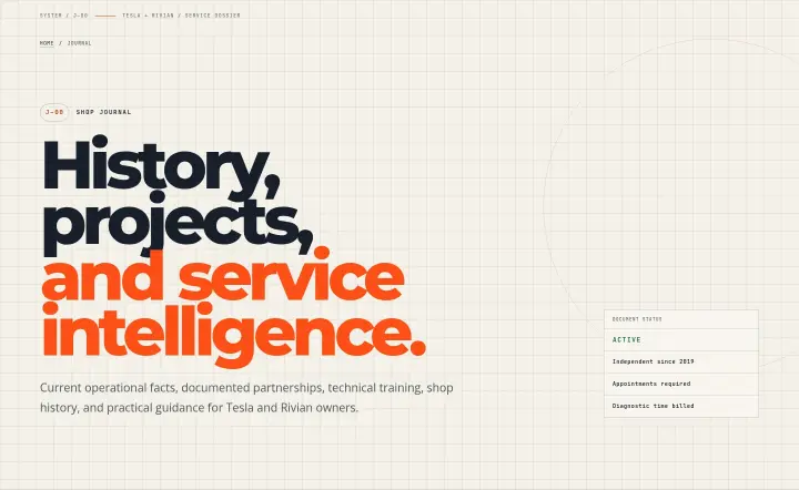 History, projects, and service intelligence on The Electrified Garage