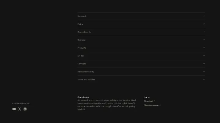 Footer on Anthropic