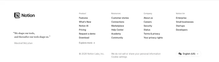 Footer on Notion