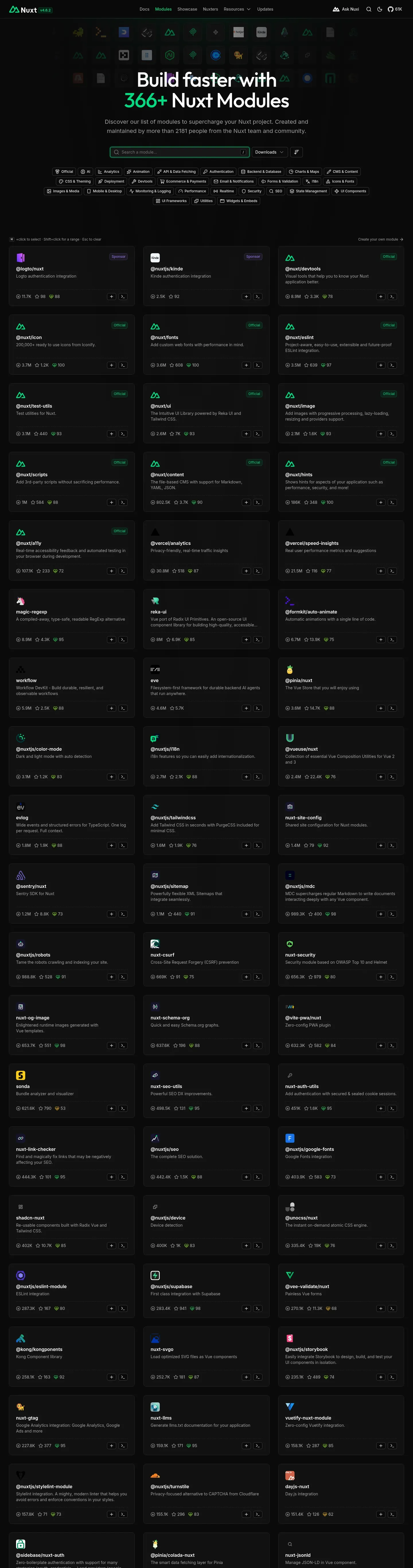 Screenshot of Nuxt at desktop width