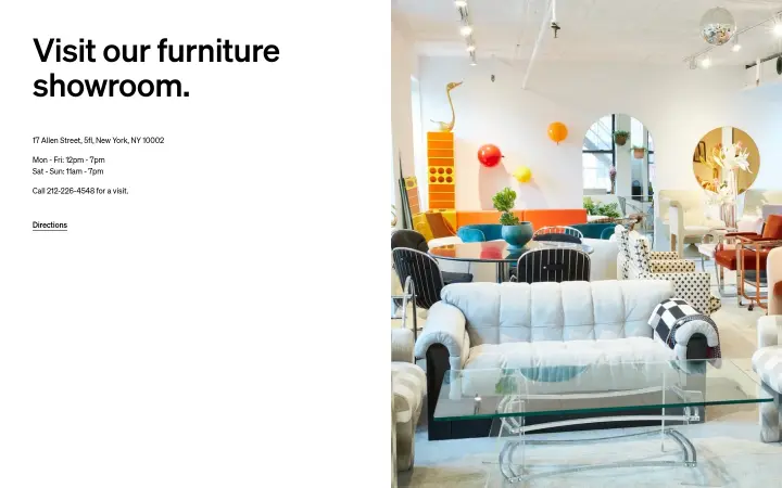 Visit our furniture showroom on Coming Soon