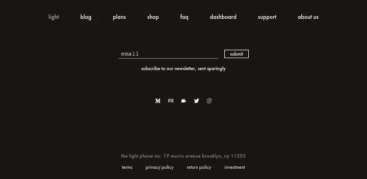 Footer on Light Phone