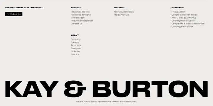 Footer on Kay & Burton
