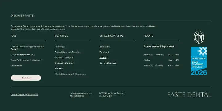 Footer on Paste Dental