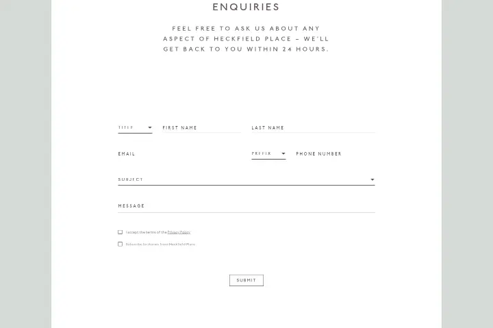 Enquiries on Heckfield Place