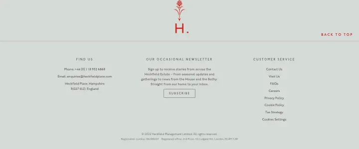 Footer on Heckfield Place