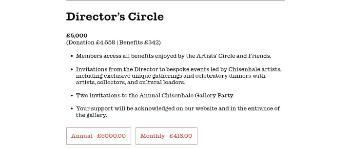 Director’s Circle on Chisenhale Gallery