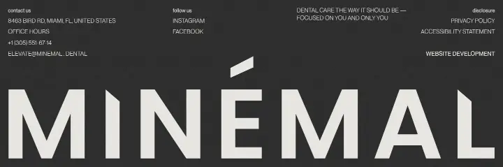 Footer on Minémal Dental Aesthetics