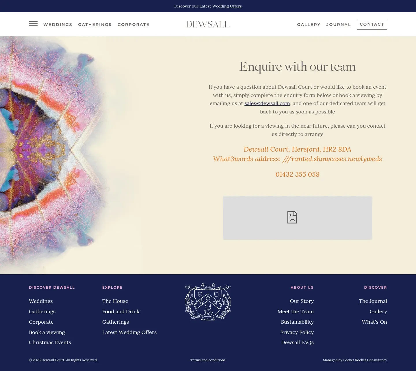 Screenshot of Dewsall at desktop width
