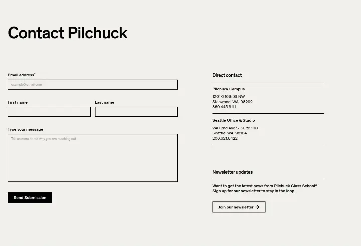 Contact Pilchuck on Pilchuck Glass School