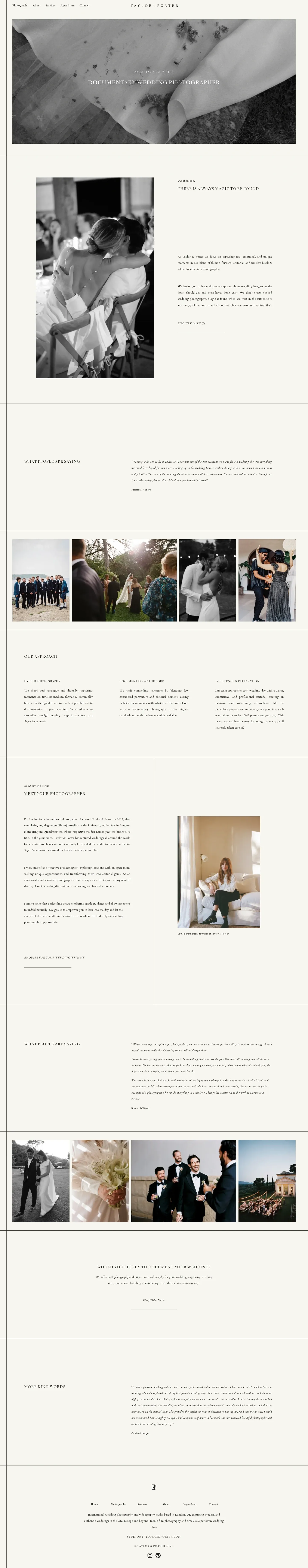 Screenshot of Taylor & Porter at desktop width