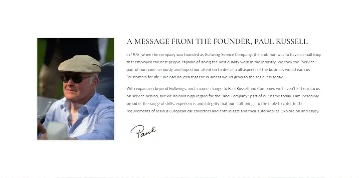 A Message From The Founder, Paul Russell on Paul Russell and Company