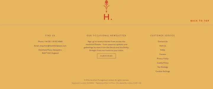 Footer on Heckfield Place