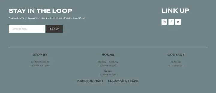 Footer on Kreuz Market