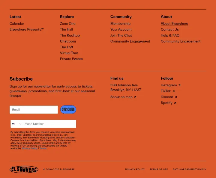 Footer on Elsewhere
