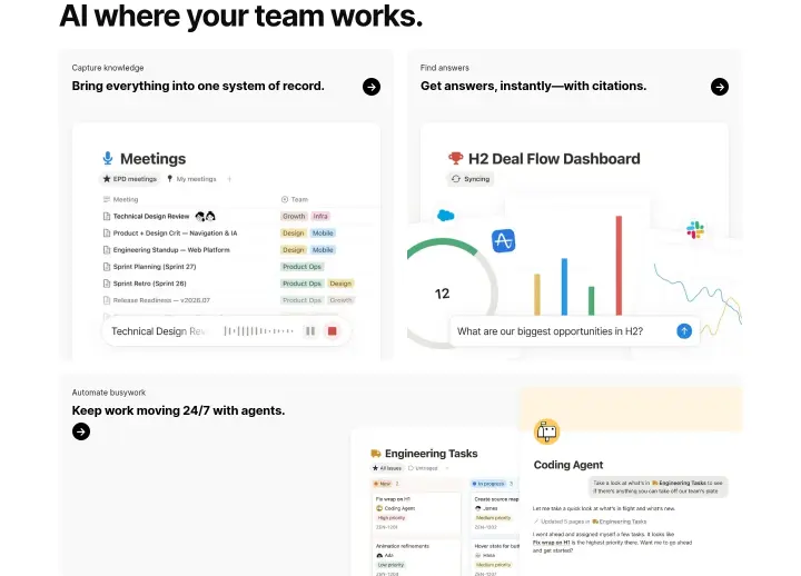 AI where your team works on Notion