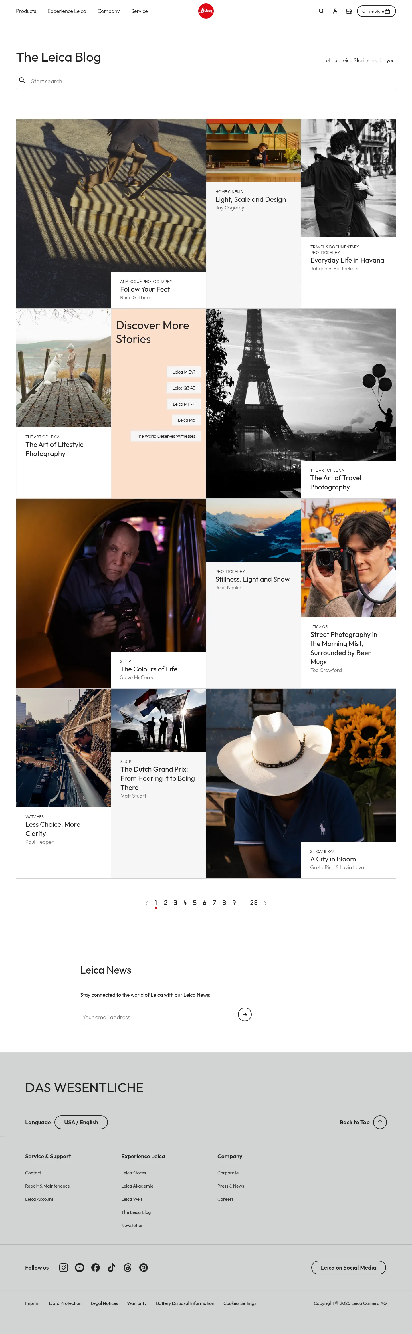 Screenshot of Leica Camera at desktop width