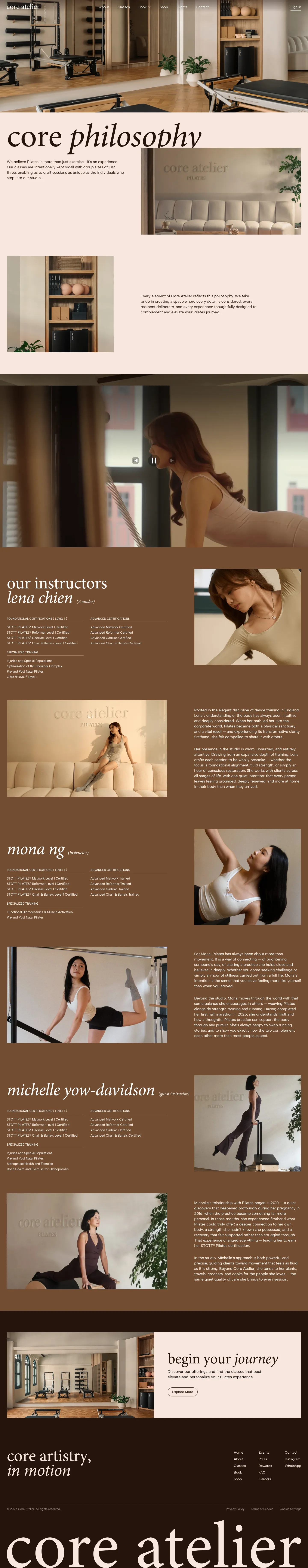 Screenshot of Core Atelier at desktop width