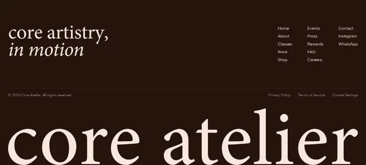 Footer on Core Atelier
