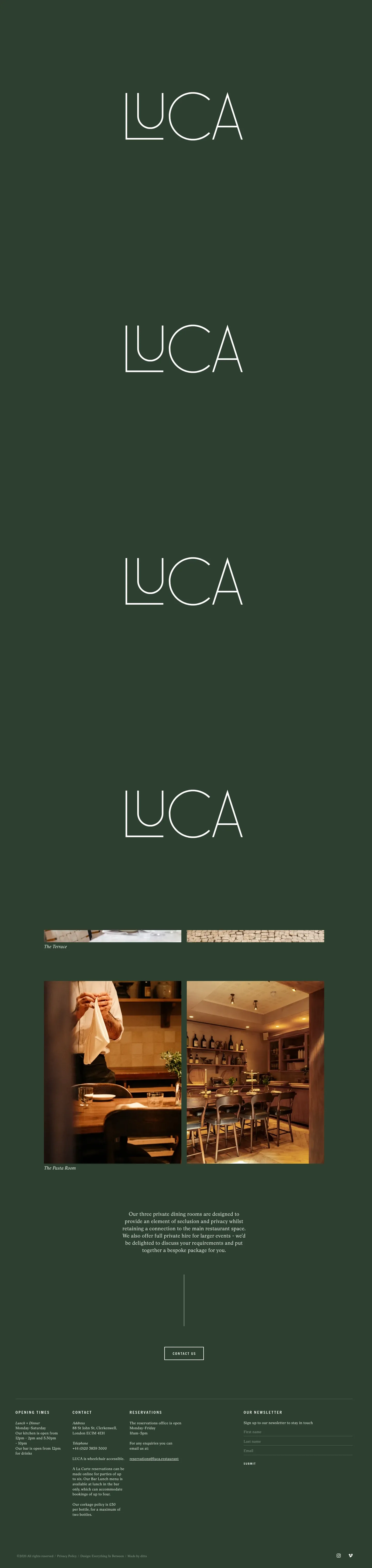 Screenshot of LUCA at desktop width